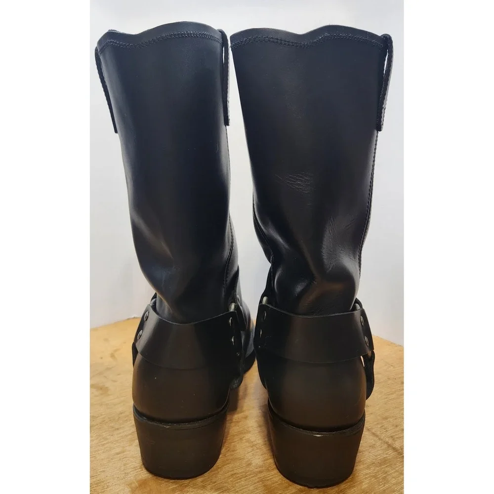 Dingo DI19057 Mens Black Leather Harness Motorcycle Boots Square Toe Size 11D